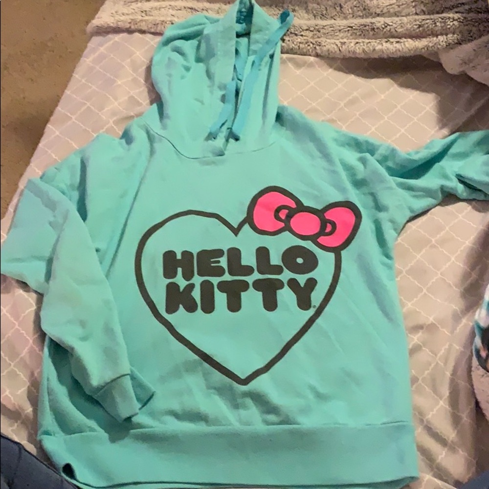 Teal hello kitty throw over hoodie